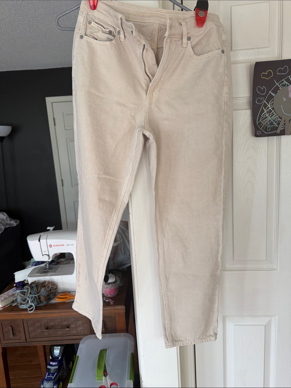 American Eagle Outfitters Light Tan Straight-Leg Jeans